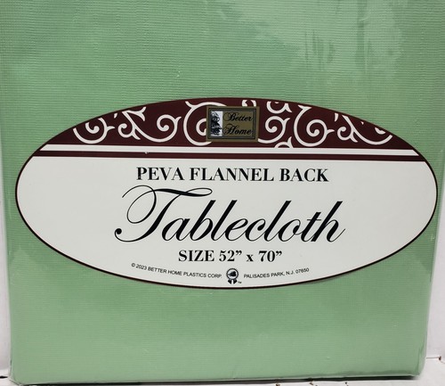 Peva Vinyl Kitchen Tablecloth 52"x70" Oblong (4-6 people) LIGHT GREEN COLOR, BH - Picture 8 of 9