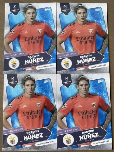 4 x Darwin Nunez Topps Rookie Card RC Summer Signings Set - Benfica Rising Star