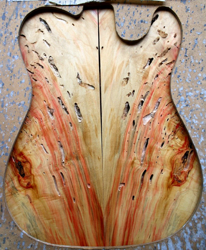 Curly red flame box elder maple drop top .36" thk bass guitar tonewood 2508 - Picture 6 of 14