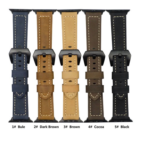 Vintage Genuine Leather Wrist Band For Apple Watch Series 9/8/7/6/5/4/3 SE Strap - Afbeelding 1 van 28