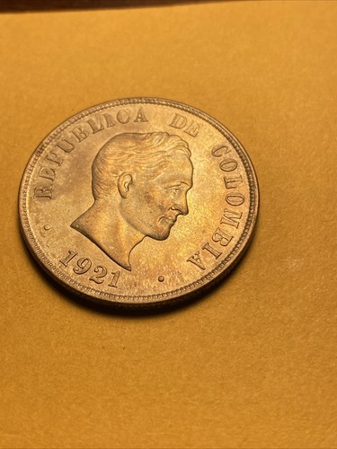 Colombia 50 Centavos 1921. Great Shape Coin Look Large Bust Variety