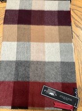 MEN'S FRAAS THE SCARF COMPANY MADE IN GERMANY RED/TAN GRAY MULTI PLAID 78" x 13"