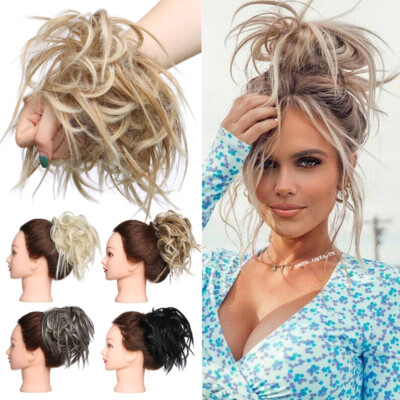 Large Tousled Messy Bun Hair Scrunchie Wrap On Pony Tail Hair Piece Extensions