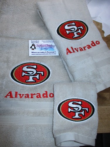 Custom 49ers Personalized 3 Piece Bath Towel Set,  Football Any Team, any color - Picture 6 of 7