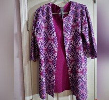 Chicos Traveler Reversible Crushed Ikat Jacket Fuchsia Print  Solid Medium
