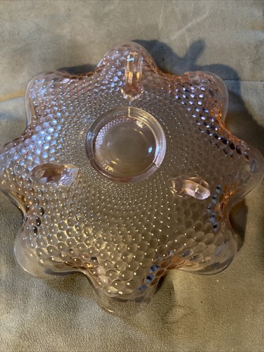 Vintage Pink Depression Glass Ruffled Edge Dot Pattern Pedestal Candy Dish - Picture 3 of 4