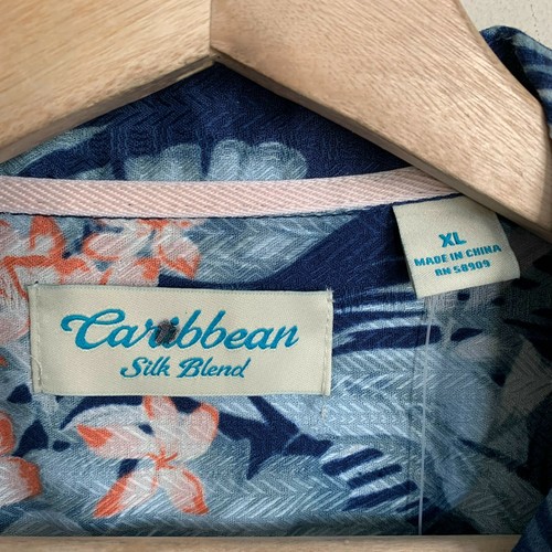 Roundtree Yorke Caribbean Shirt Blue Floral Leaf Short Sleeve Button (2 Szs) NEW - Picture 4 of 7