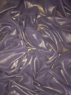 147cm 1 mtr lilac//gold shimmer chiffon fabric..58” wide