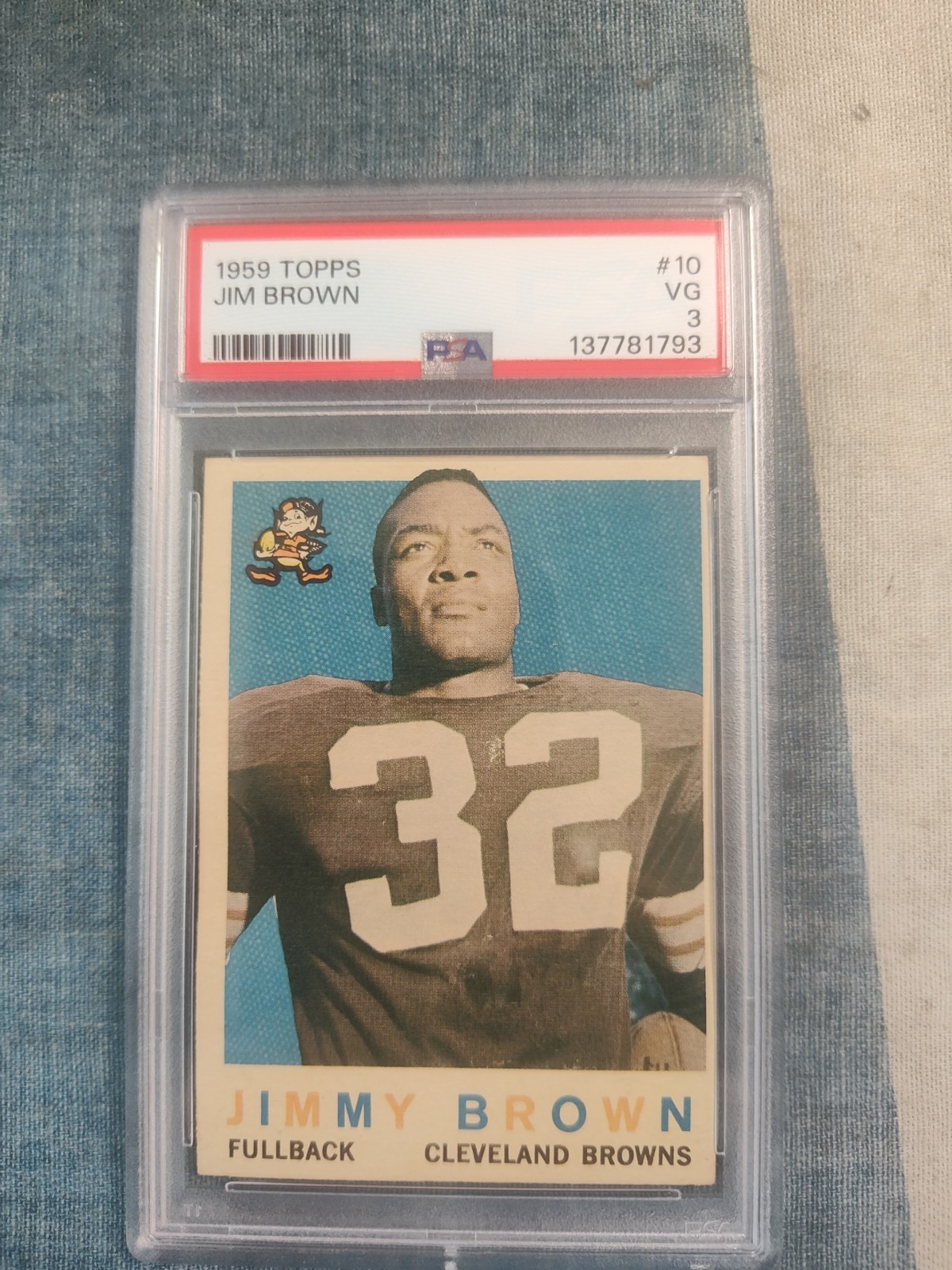 1959 TOPPS FOOTBALL JIM BROWN #10 HALL OF FAMER RECENT PSA 3
