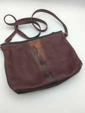 Vintage Handmade Tooled Leather Crossbody Bag Dragonfly Cattails Boho Artisan