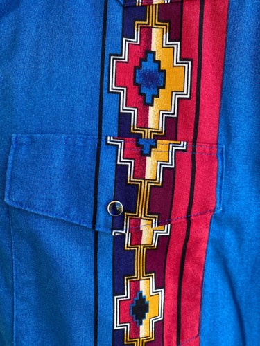 Vintage Wrangler Brushpopper Shirt outhwestern Aztec Western Men’s 3X - Picture 4 of 11