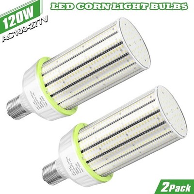 2Pack 120W LED Corn Cob Light E39 Base Industrial Warehouse Garage High Bay Lamp