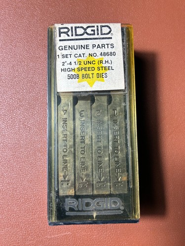 Ridgid 48680 2"-4 1/2 UNC (RH) High Speed Alloy Steel 500B Bolt Dies - Picture 1 of 3