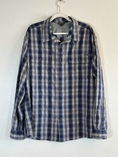 Eddie Bauer Travex Shirt Men  s XL Blue Gray Plaid Button Up Long Sleeve