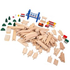 115 Pcs BULK Wooden Train tracks compatible with Thomas, Brio Melissa Ikea Wood
