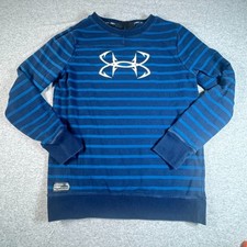 Under Armour Fish Threadborne Shoreline Crew Women's M Blue Striped Sweatshirt