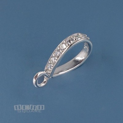 Large Sterling Silver CZ Crystal Pendant Bail Connector, Open Loop #33421