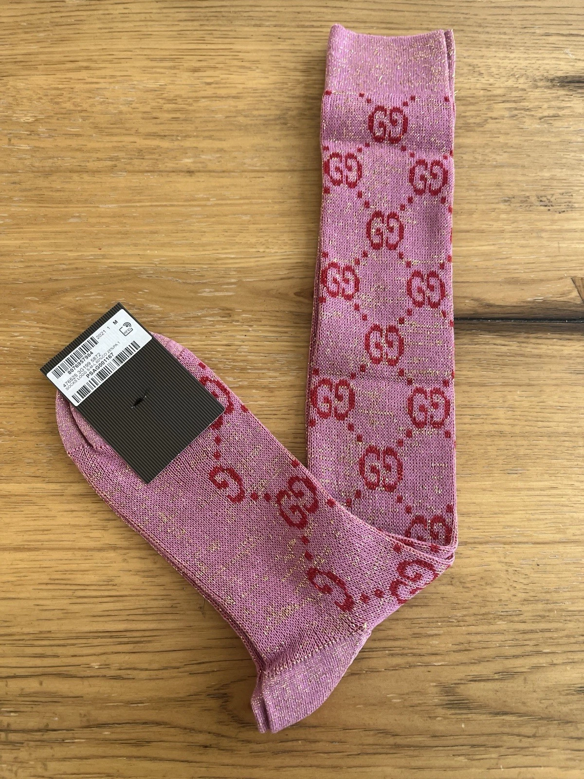 Chaussettes rose pailletées logo Gucci GG Supreme taille M