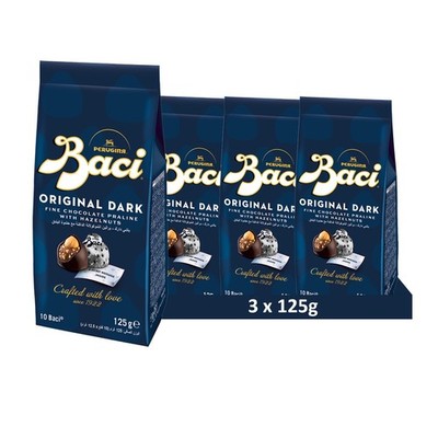 BACI Perugina (3 x 125g) Dunkle Schokolade Praline mit Haselnussfüllung