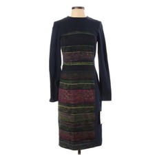 WORTH Navy Multicolor Stripe Career Sophisticated Bodycon Dress NWT Size 2