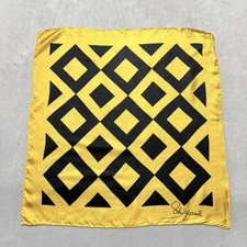 Schiaparelli Silk Scarf   Geometric Modernist Design Vintage black yellow 22