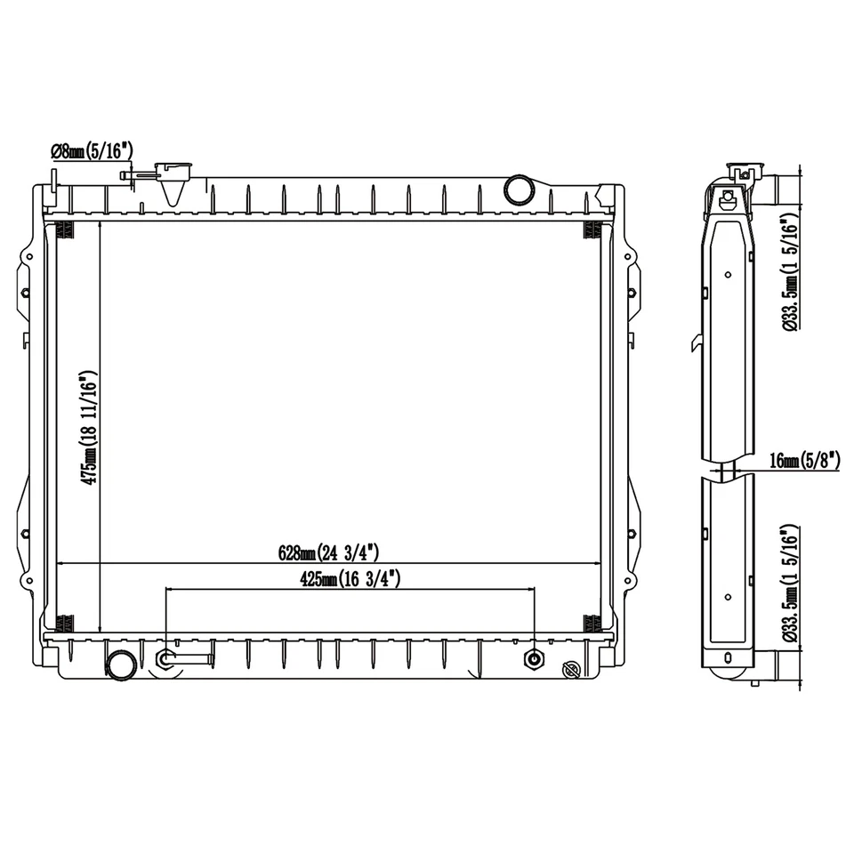 Radiator Fit for Toyota Tacoma 1995-2004 2.7 L4 3.4 V6 - Image 3 of 4
