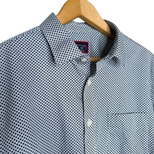 UNTUCKit Button Down Shirt Mens Large White Blue Stars Slim Fit Long Sleeve