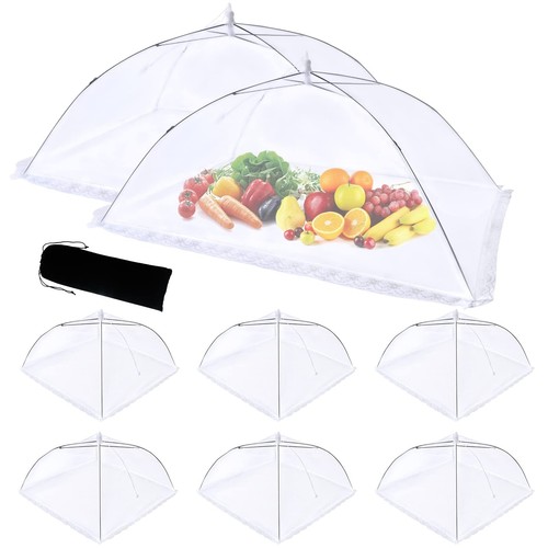 8 Pack Food Tents Food Covers for Outside Mesh Screen Include 2 Extra Large (...