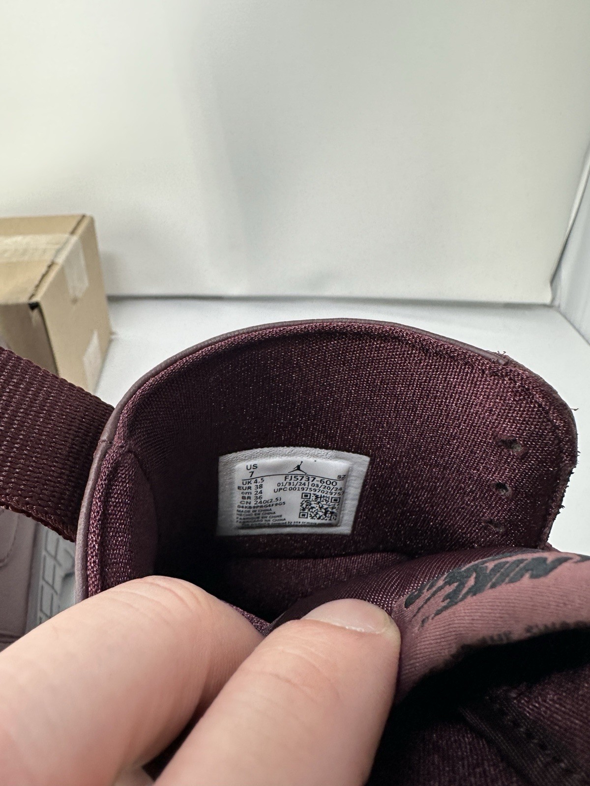 Nike Air Jordan 1 Brooklyn High Boots Burgundy Crush Women’s Size 7 - FJ5737-600 thumbnail 11