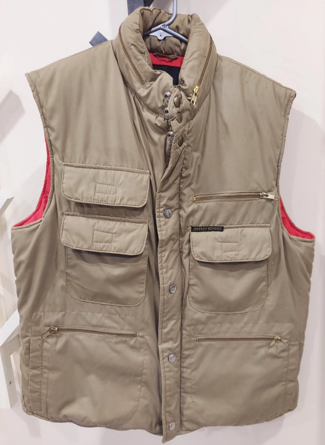 Vintage Jeffrey Howard Puffer Vest Hood Zip Up Snap Multiple Pockets Size Large