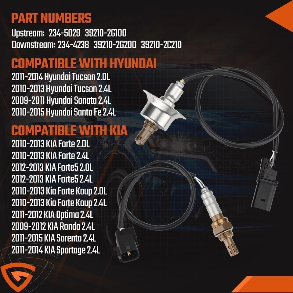 2pcs Oxygen O2 Sensor Upstream&Downstream For 2014-2015 Hyundai Tucson 2.0L 2.4L - Image 3 of 4