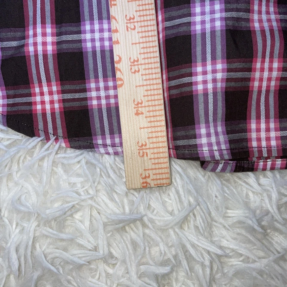 Men's Perry Ellis Red/Brown Plaid Pattern Long Sleeve Button Up Shirt 4XLT EUC - Image 4 of 4