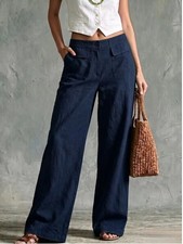 Women's solid color loose fit casual pants