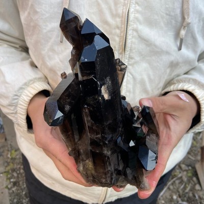 3.8LB Natural Smoky black Quartz Crystal Cluster Rough Specimen Healing Stone