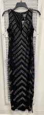 Adrianna Papell Petites Beaded Illusion Evening Gown - Black/Gunmetal