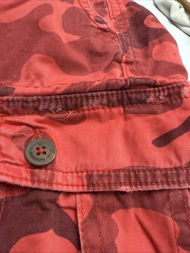 American Eagle Shorts Mens 36 Red Camo Cargo Y2K Skate Hip Hop Loose Camouflage - Picture 6 of 9