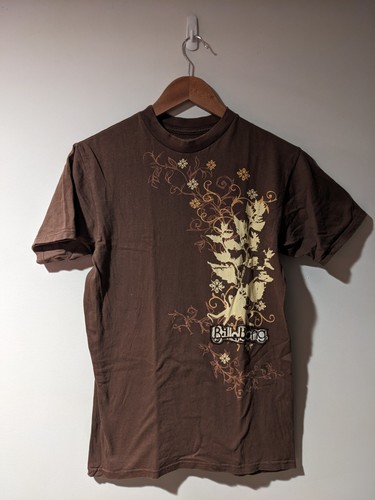 Vintage Y2K Billabong Surf Wear Tree Butterfly Brown Small T-Shirt