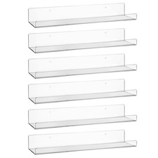 Acrylic Floating Shelves 15 Inch Clear Wall Mounted Organizer Display 6 PCS