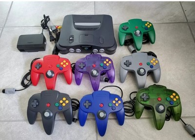 black Nintendo 64 N64 Console Controllers Games Bundle Lot TESTED