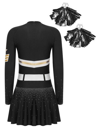 Womens Dress Shiny Cheerleading Outfit Elastic Uniform Carnival Cosplay Dance - Picture 63 of 71