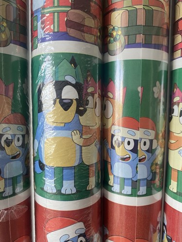 4 rouleaux de papier d'emballage de Noël bleu 50 pieds carrés chaque emballage cadeau de vacances - Photo 3/5