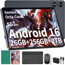 Android 16 Tablet with Keyboard - 26GB 256GB 2TB Expand, Gemini AI-Green