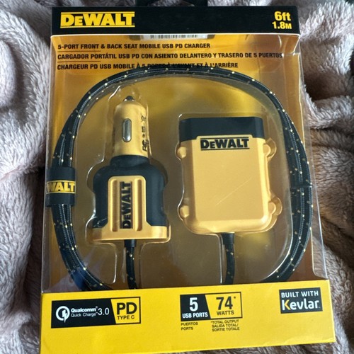 New DEWALT DXMA1410475 Car Charger 141 0475 DW2 Black/Yellow 5 USB Ports - Picture 2 of 4