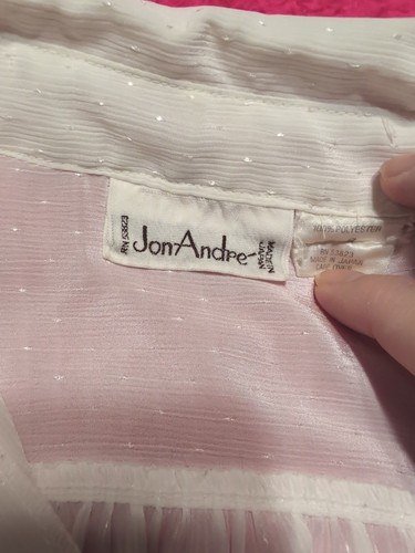 Vintage Jon André White Blouse Size 8 Long Sleeve Button Up Sparkle Dots - Picture 4 of 7