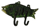 Fish Shape Antique Victorian Style Handcrafted Solid Brass Wall 2 Hook Hanger