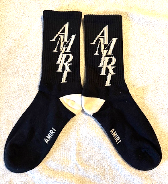 AMIRI ソックス 41-42サイズ AMIRI Black & White STACKED LOGO Socks 43-44 (size 10-11) New | eBay