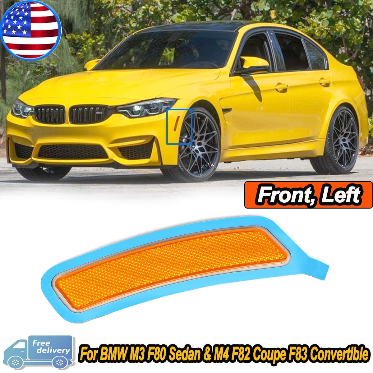 For 2015-20 BMW F80 M3 F82 F83 M4 Front Left/Driver Side Marker