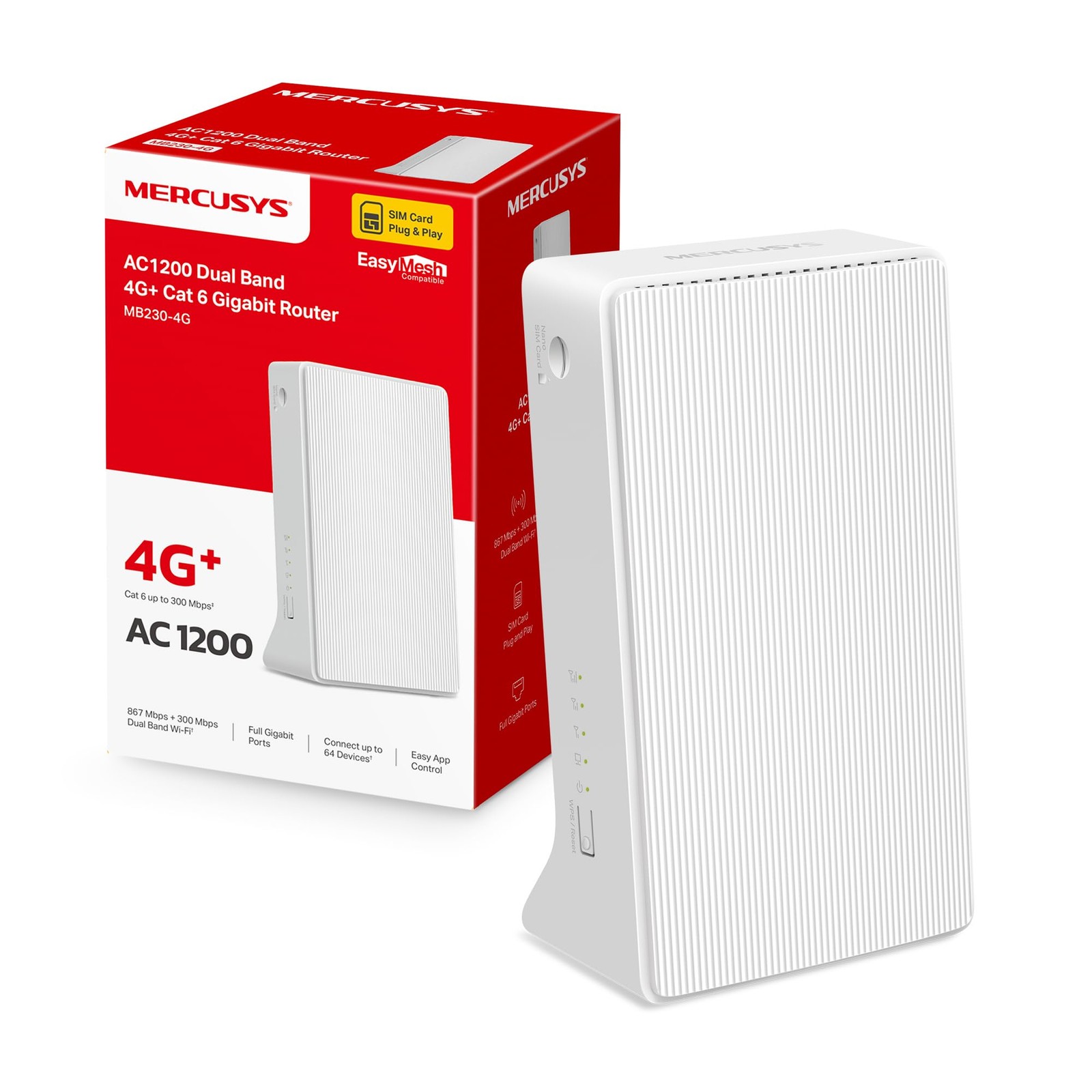 Mercusys MB230-4G Router 4G Cat6 LTE Wireless AC1200Mbps Dual Band WiFi Router