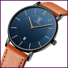 Mens Watches, Minimalist Fashion Simple Wrist Watch for Men Analog Date