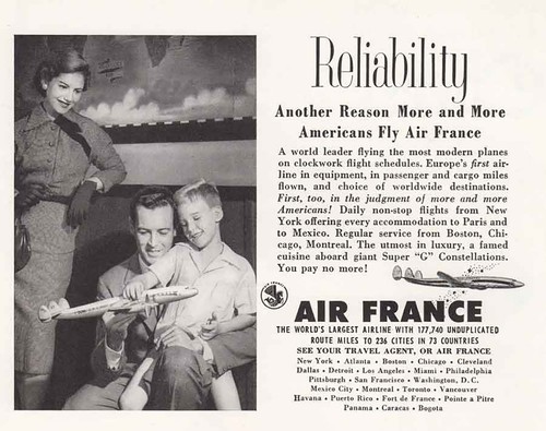 1956 Air France: Toy Plane, Reliability Another Reason Vintage Print Ad